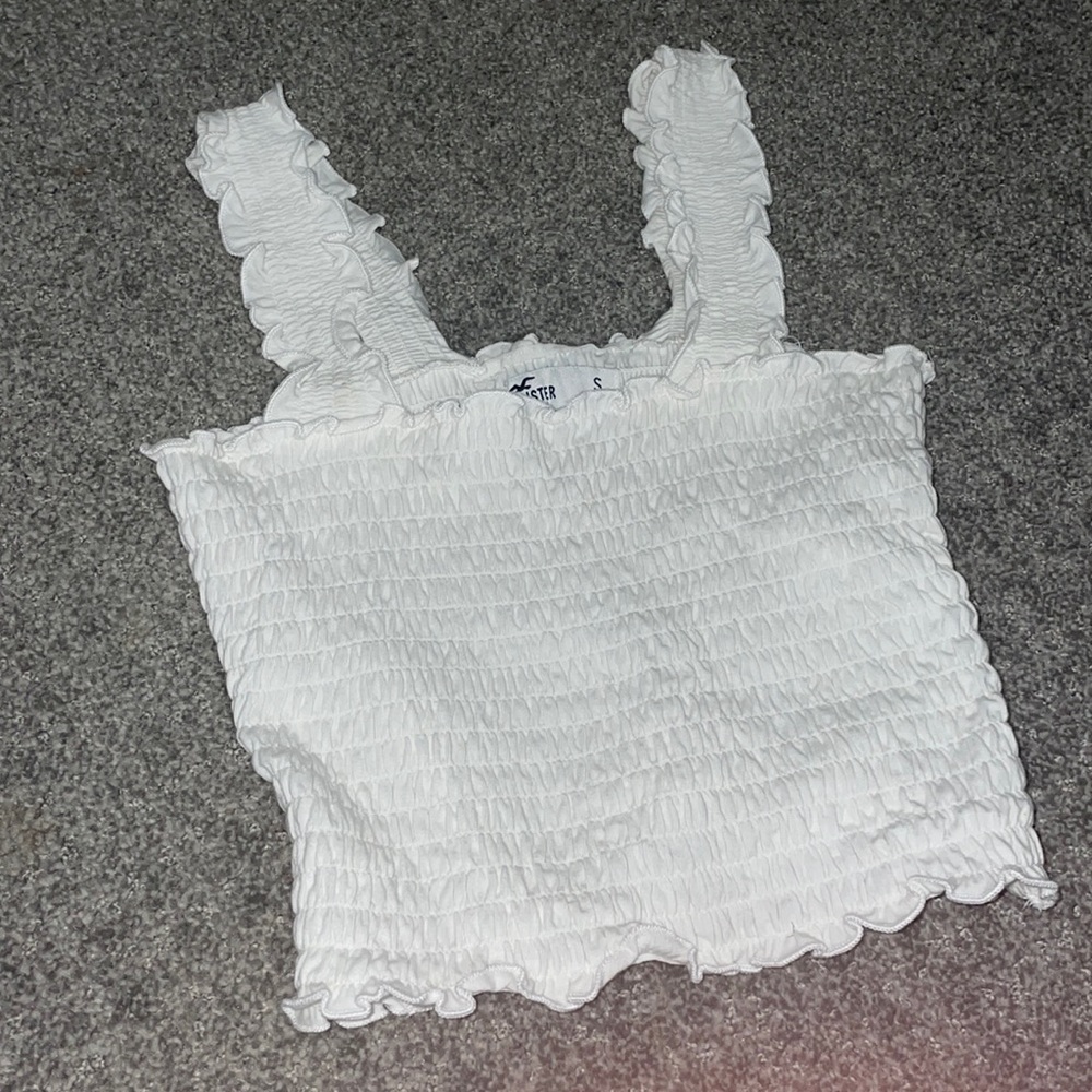 hollister white scrunched tank top, barely worn